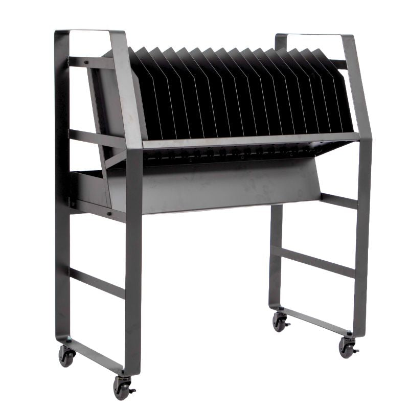 16 Devices Open Charging Cart 27"Wx 14.5"D x 39.75"H, Tablet Charging Trolley w/ Power Strip, Laptop Charging Station