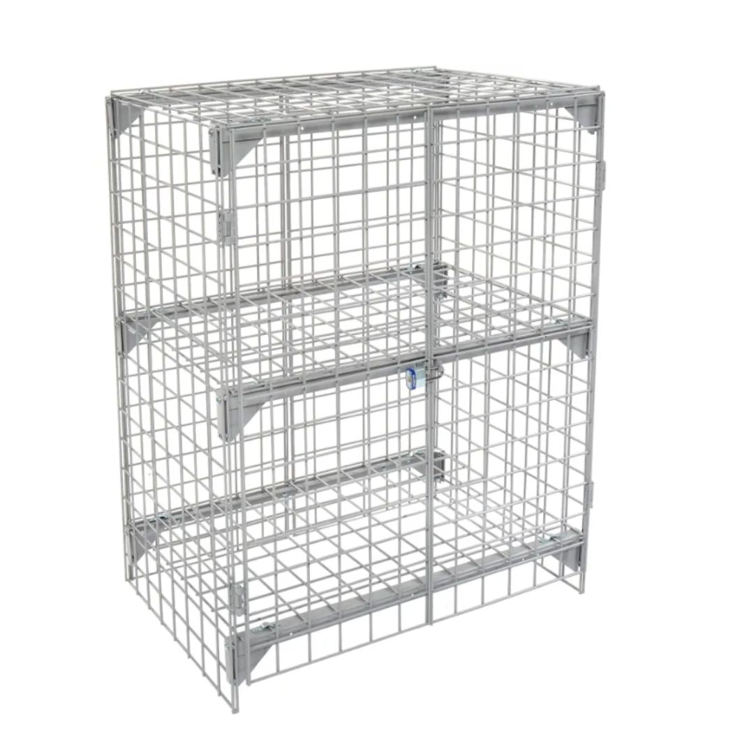 2-Door Wire Mesh Security Locker, 36" L x 24" W x 36" H, Industrial Bulk Storage Locker Cage with Doors, Gray