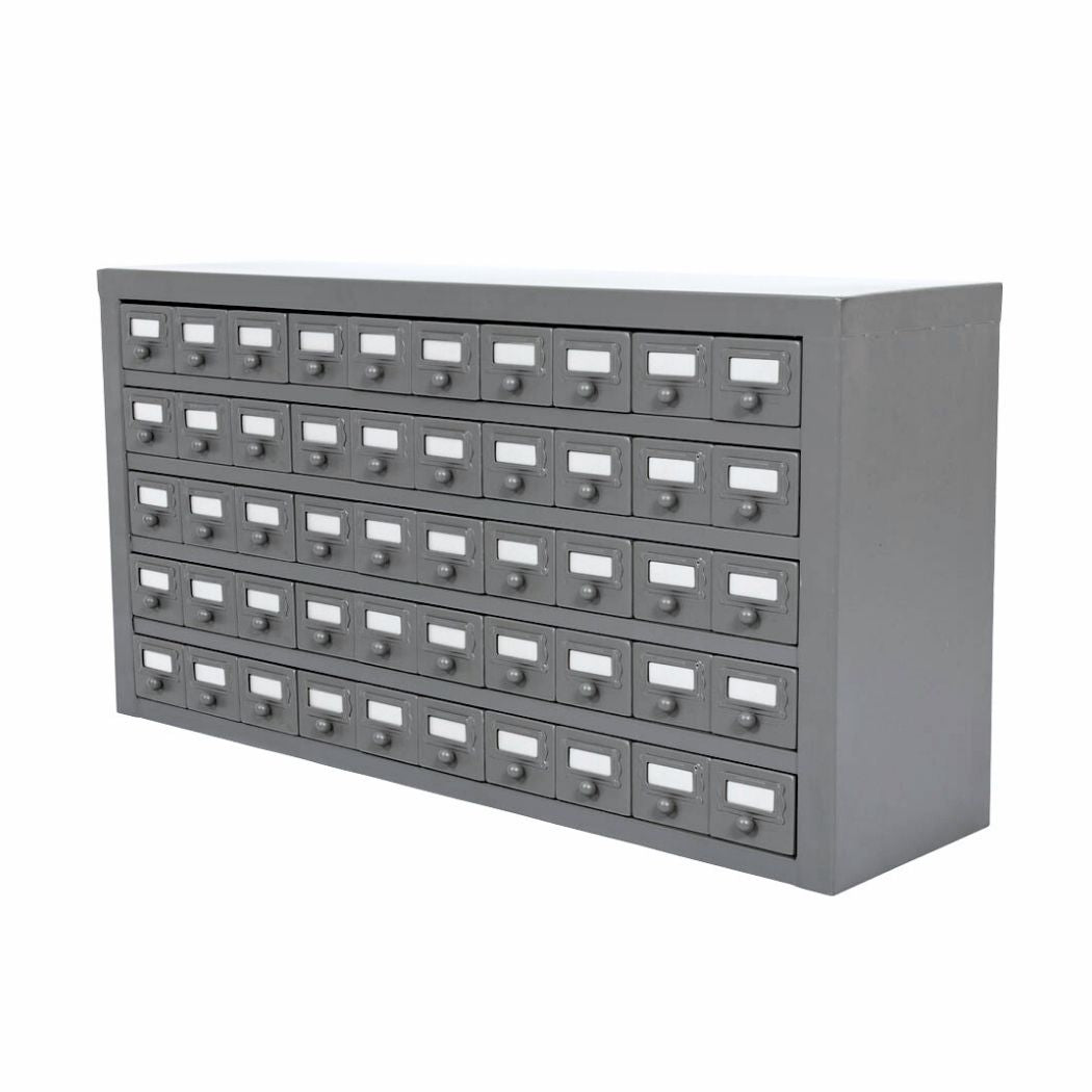 50-Drawer Steel Bolt Bin & Small Parts Organizer, Heavy-Duty All-Welded Storage Cabinet, 34"W x 9"D x 17"H, Fully Assembled