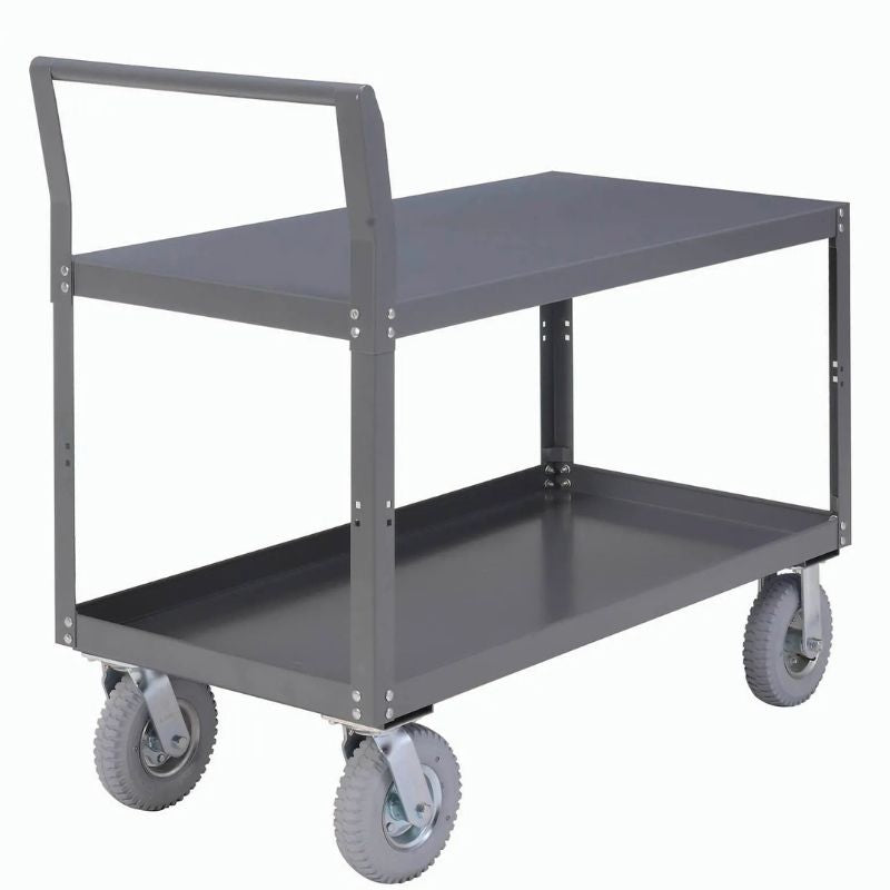 1200 lbs 2 Shelves Service Cart, 48"L x 24"W x 31"H Low Deck, Heavy Duty