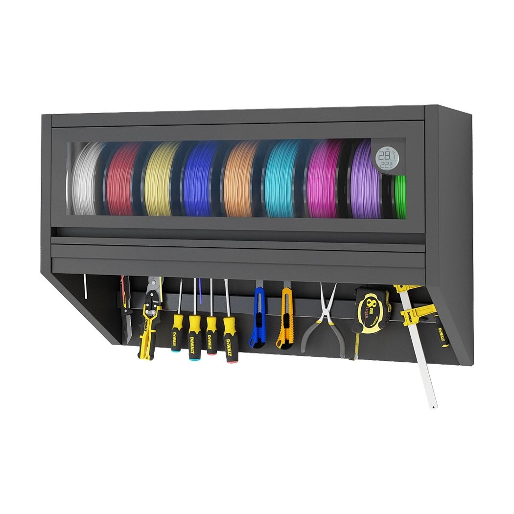 Wall Mount 3D Printing Filament Dry Box, Efficient Humidity Control <20% ±5% RH, 26"W x 10.2"D x 16"H