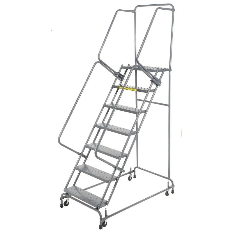 7 Step Rolling Ladder w/ Handrails, 350 lbs Weight Capacity, 70" Top Step Height