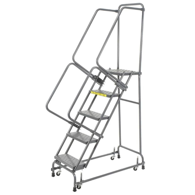 5 Step Rolling Ladder w/ Handrails, 350 lbs Weight Capacity, 50" Top Step Height
