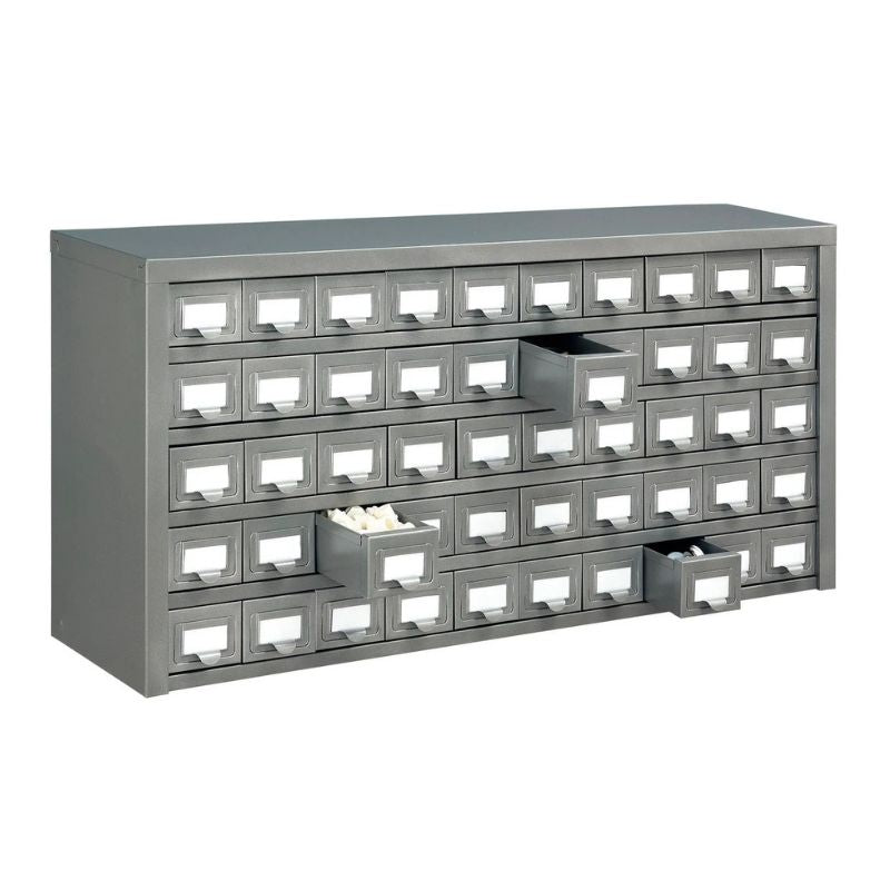 Steel Storage 50 Drawer Cabinet, 33"W x 9"D x 17.5"H, 50 Drawers Tool Organizer, All Welded, Fully Assembled