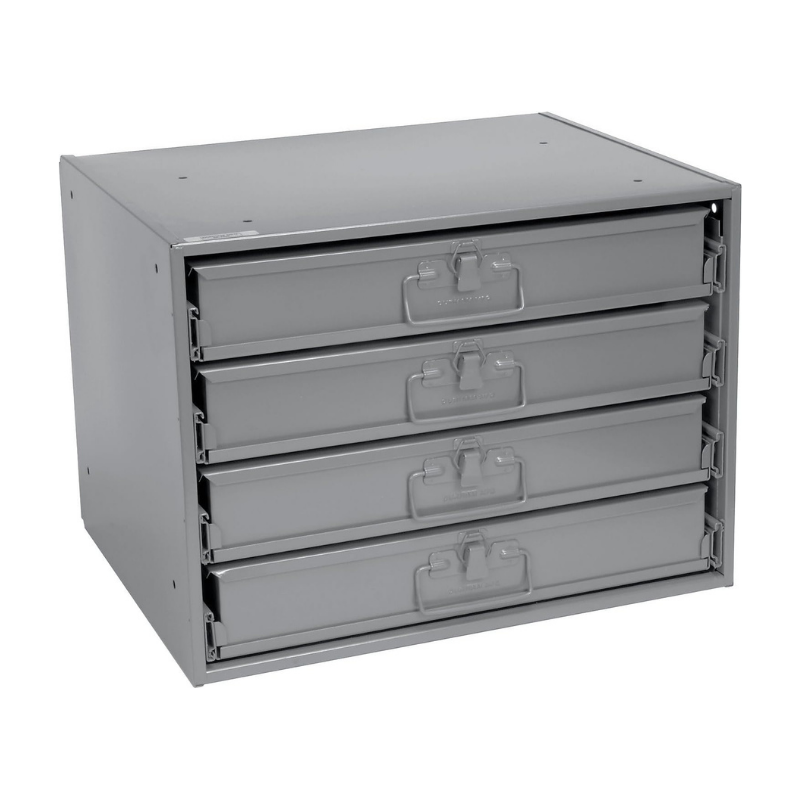 4 Adjustable Compartment Boxs in a Slide Drawer Rack 20"W x 15.75"D x 15"H