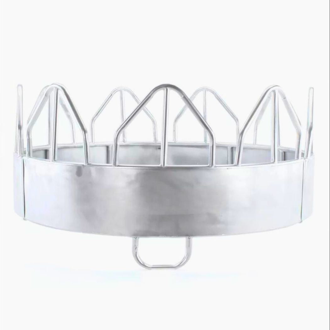 Round Hay Bale Feeder 8ft Dia w/ Hay Saver for Horses, 50"H Silver Hay Ring