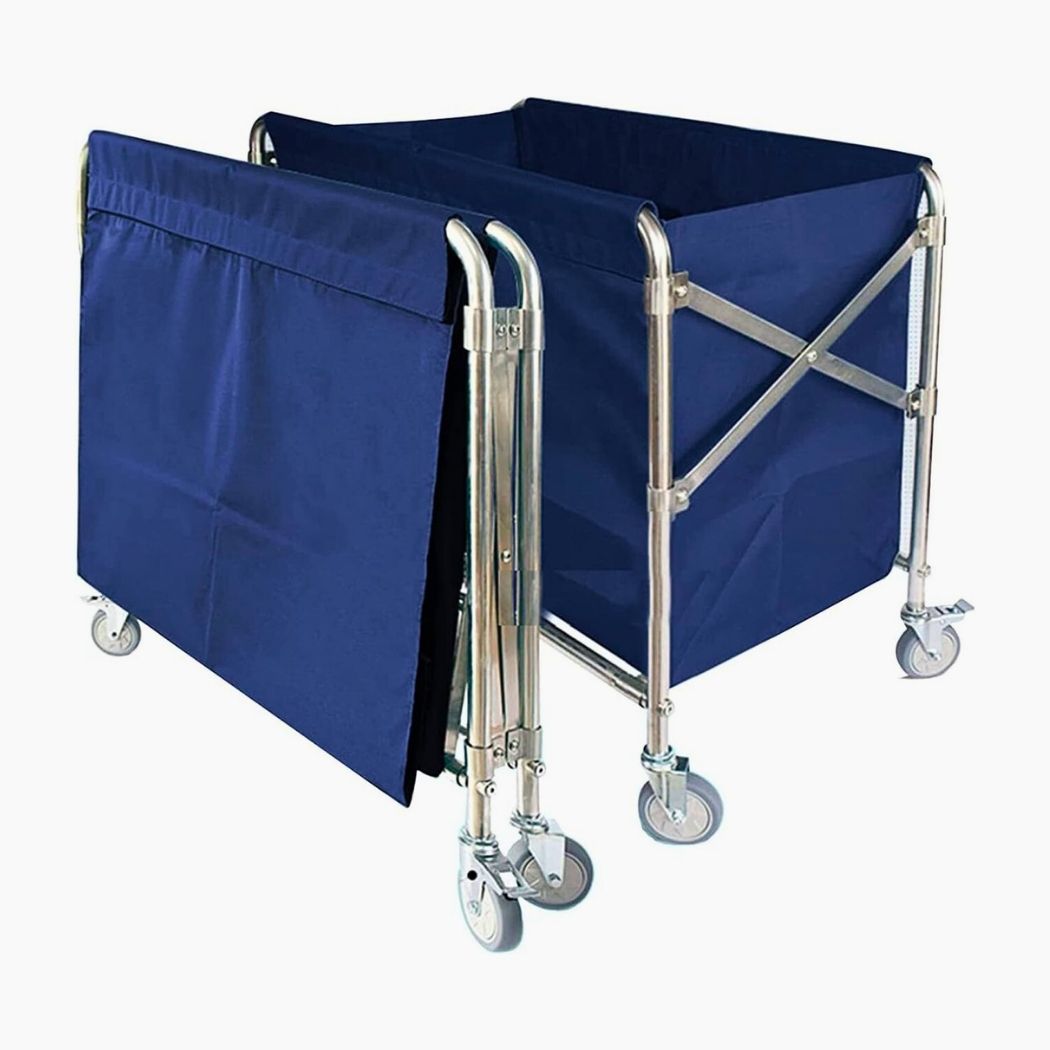 Collapsible Commercial Laundry Cart, 12 Bushel, 33.5"L x 20.75"W x 31.5"H, Canvas Bag