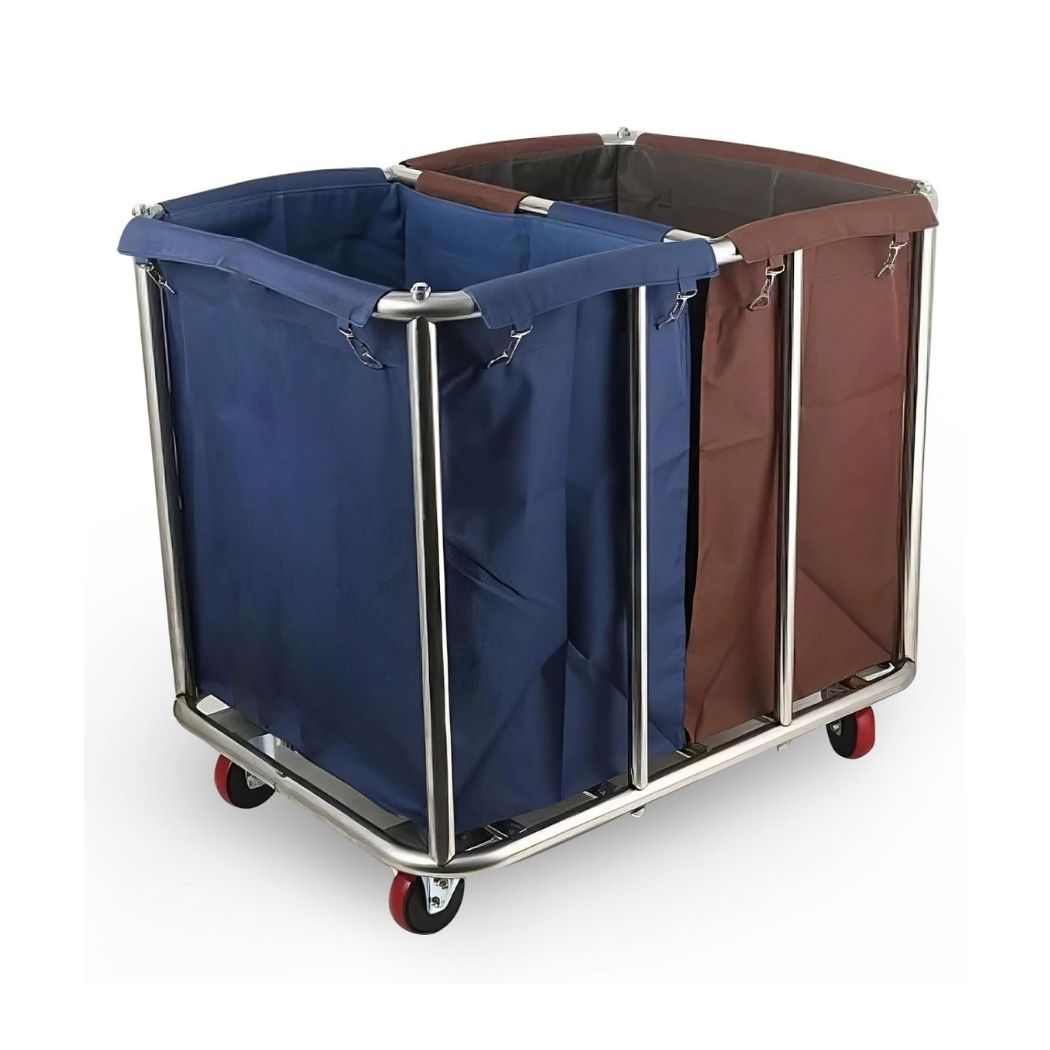 Commercial Laundry Cart, 12 Bushel, 35.4"L x 25.6"W x 33.3"H, 2 Canvas Bag