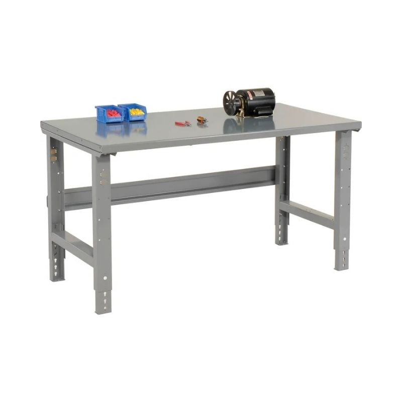 60" x 30" Steel Workbench, 30.6-36.75"H Height Adjustable, 2000 lbs Load Capacity