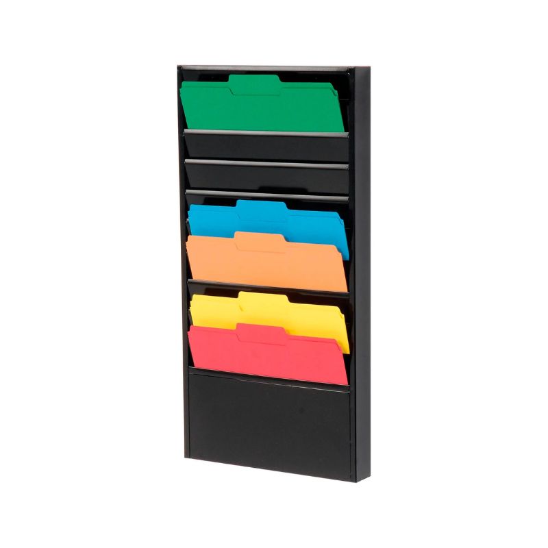 Slim 10 Pockets Medical Chart Holder, Wall Mount File Organizer 13.3"L x 2"D x 26.2"H, Fully Assembled