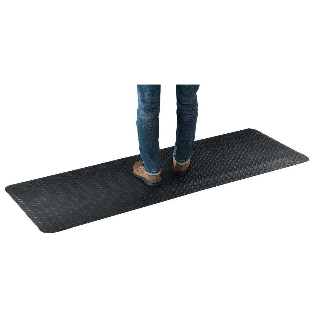 Diamond Plate Anti Fatigue Mat, 15/16" Thick, 2'W x 6'L, Black