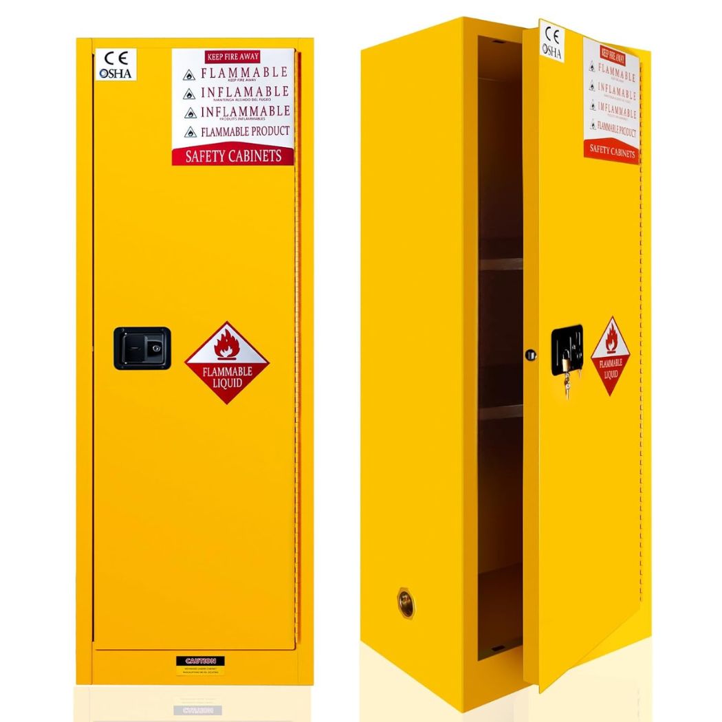 Steel Flammable Cabinet w/ Double Lock 23"W x 18"D x 65"H, 22 Gallon