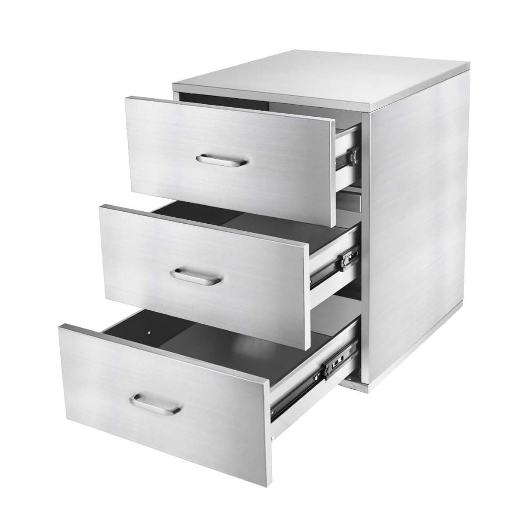3 Drawer Stainless Steel Kitchen Cabinet, 18"W x 20"D x 23"H, Outdoor Kitchen Cabinet