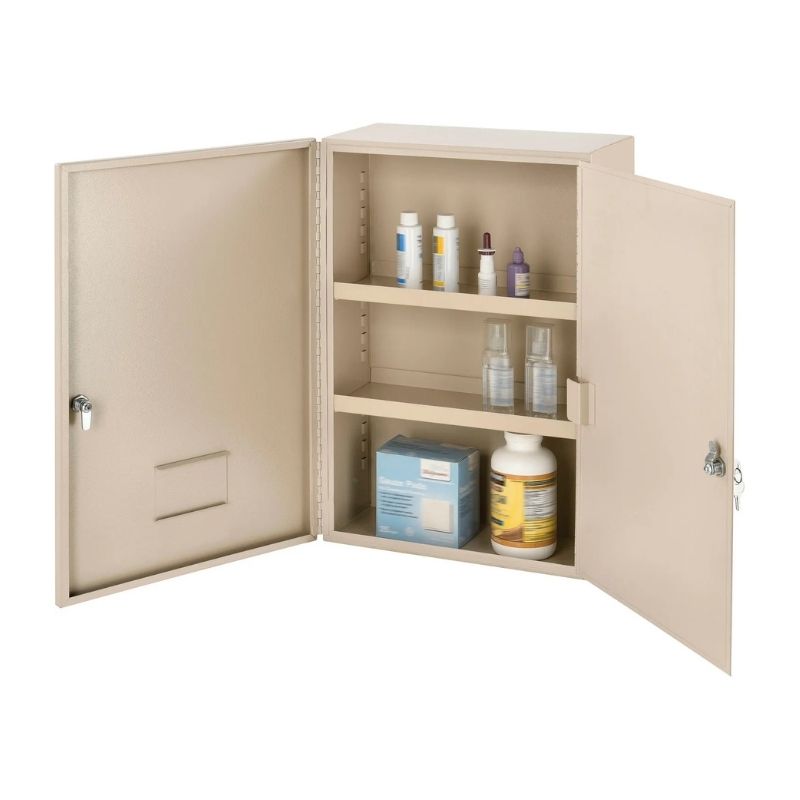 Narcotics Cabinet 16"W x 8"D x 24"H, Double Lock & Double Door, Fully Assembled