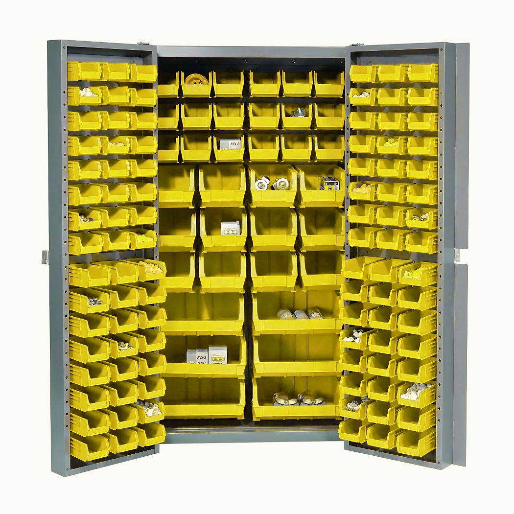 Bin Storage Cabinet w/ 132 Bins, 38"W x 24"D x 72"H