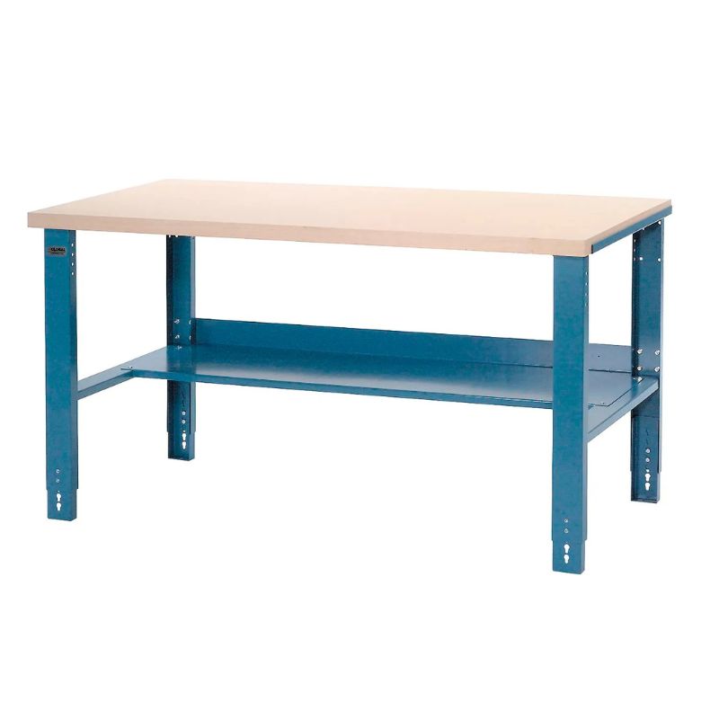 60" x 30" Steel Workbench w/ 15" Undershelf, 29.75"-36.75"H Height Adjustable, 3000 lbs Load Capacity