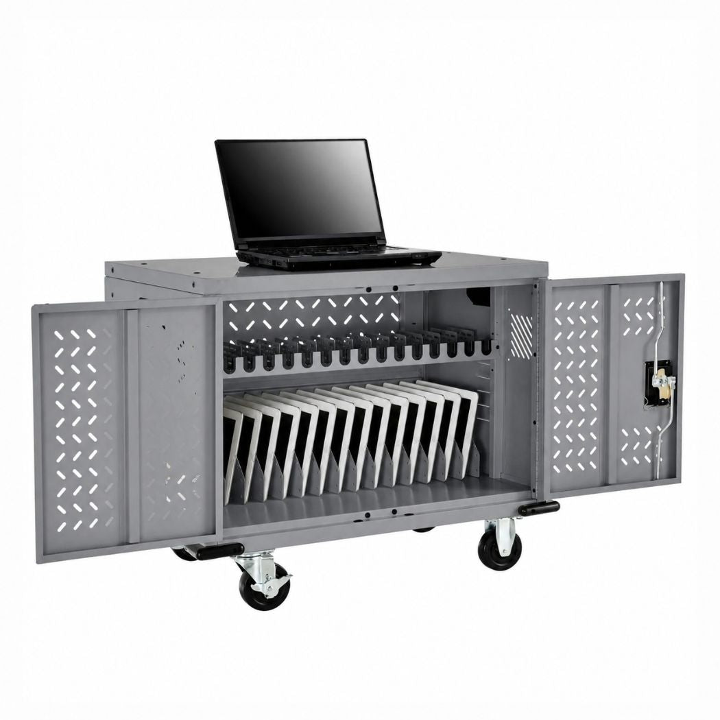 16 Devices Charging Cabinet 30"W x 18"D x 20"H, for Tablets and Laptops