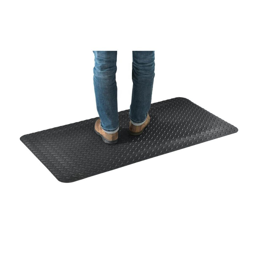 Diamond Plate Anti Fatigue Mat, 15/16" Thick, 2'W x 4'L, Black