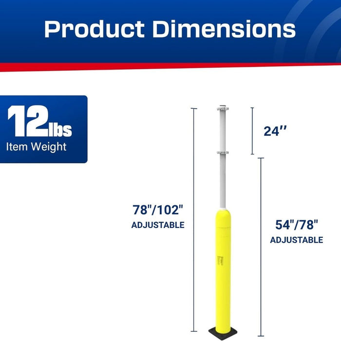 Impact Recovery Handicap Parking Post w/o Sign, w/ Yellow Bollard Cover, 78"/102" Height Adjustable