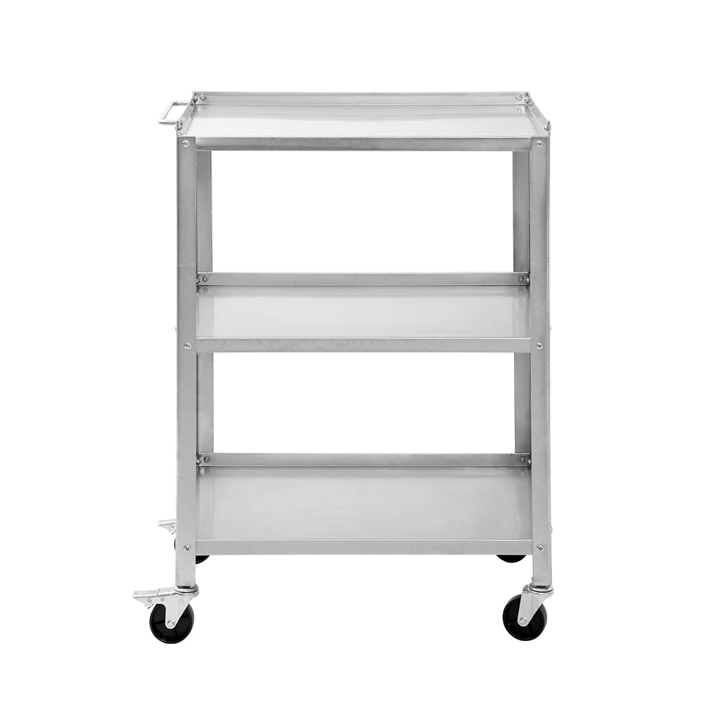 Holzoffer Stainless Steel Utility Cart 3 Tier, Commercial Heavy Duty Metal Mobile Food Rolling Cart with Handle and Wheels for Kitchen, Restaurant, Hospital, Laboratory and Home