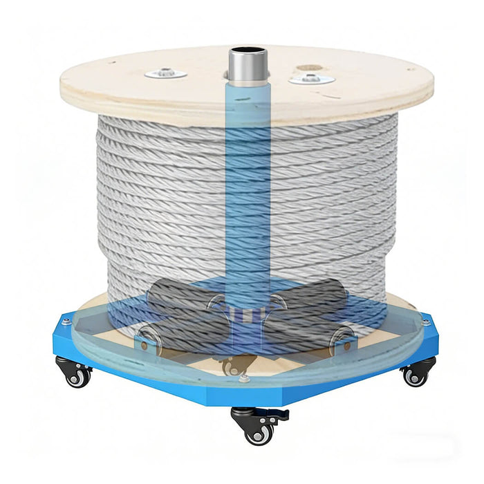 Heavy-Duty 1000lb Cable Reel Roller Dispenser, 36" Max Reel Width, Horizontal Wire Turntable