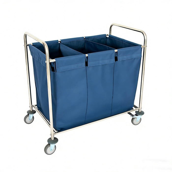 Industrial Laundry Cart with 2 Dividers, 7 Bushel, 36"L x 22"W x 36"H, Canvas Bag