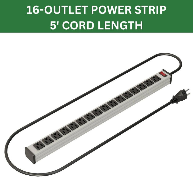 16-Device Open Charging Cart, 27"W x 14.5"D x 40"H, Tablet & Laptop Charging Trolley with 16-Outlet Power Strip
