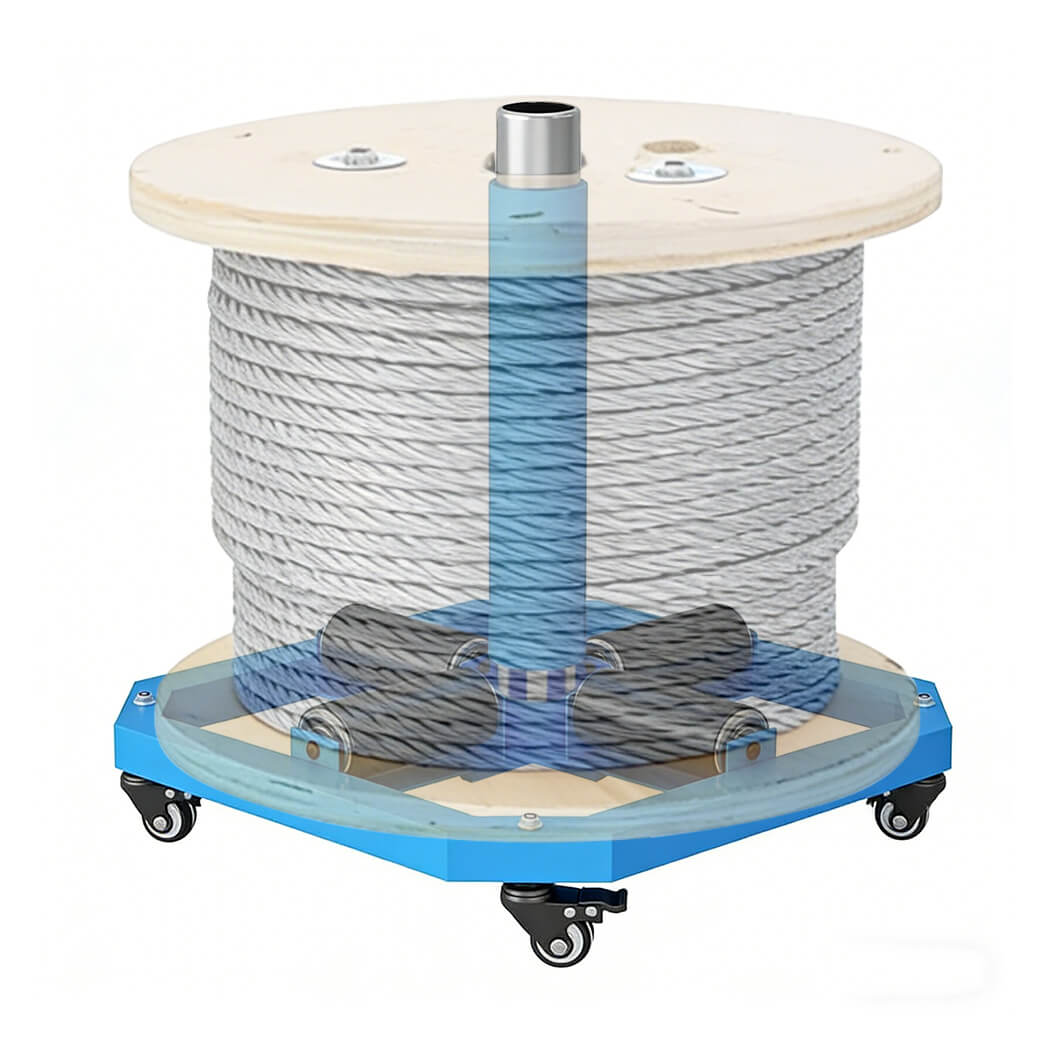 Heavy-Duty 1000lb Cable Reel Roller Dispenser, 36" Max Reel Width, Horizontal Wire Turntable