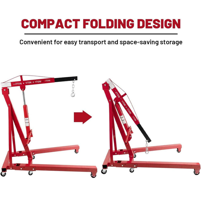 Folding Floor Crane with Telescopic Boom, 4000 Lbs Capacity