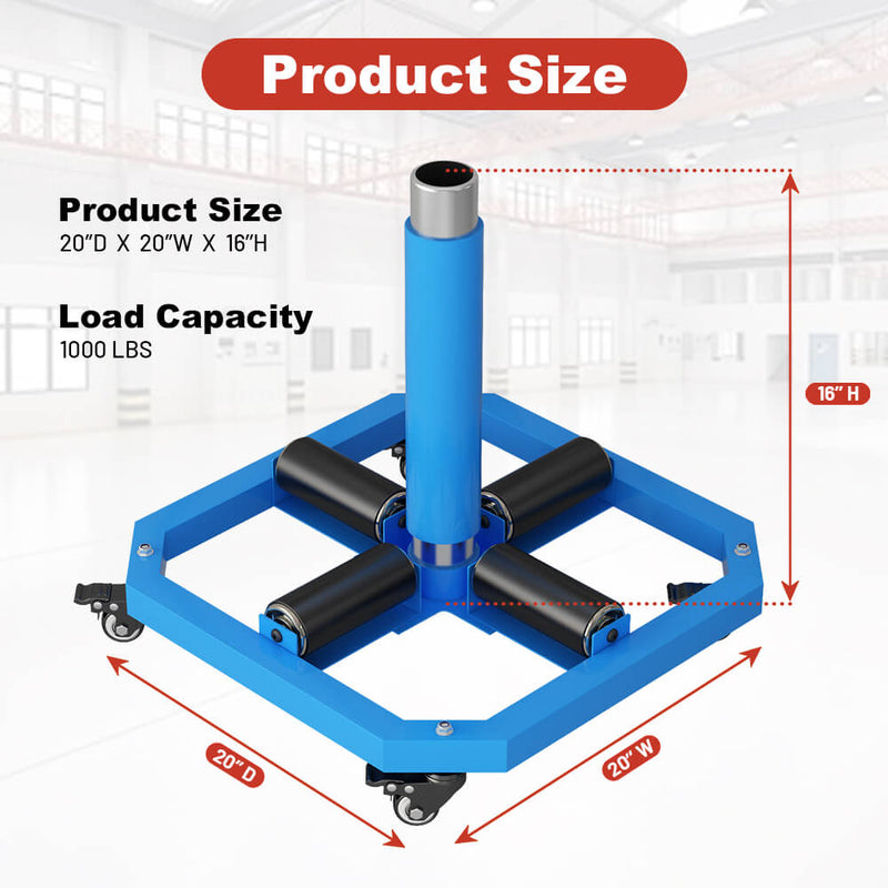 Heavy-Duty 1000lb Cable Reel Roller Dispenser, 36" Max Reel Width, Horizontal Wire Turntable