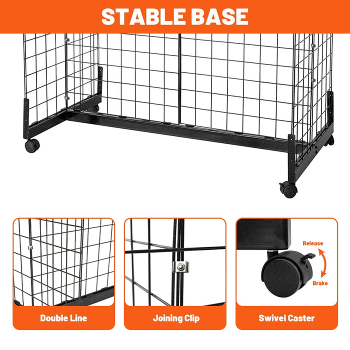 Wire Grid Panel Tower w/ Rolling Base & Wheels, 48"L x 24"W x 63.5"H