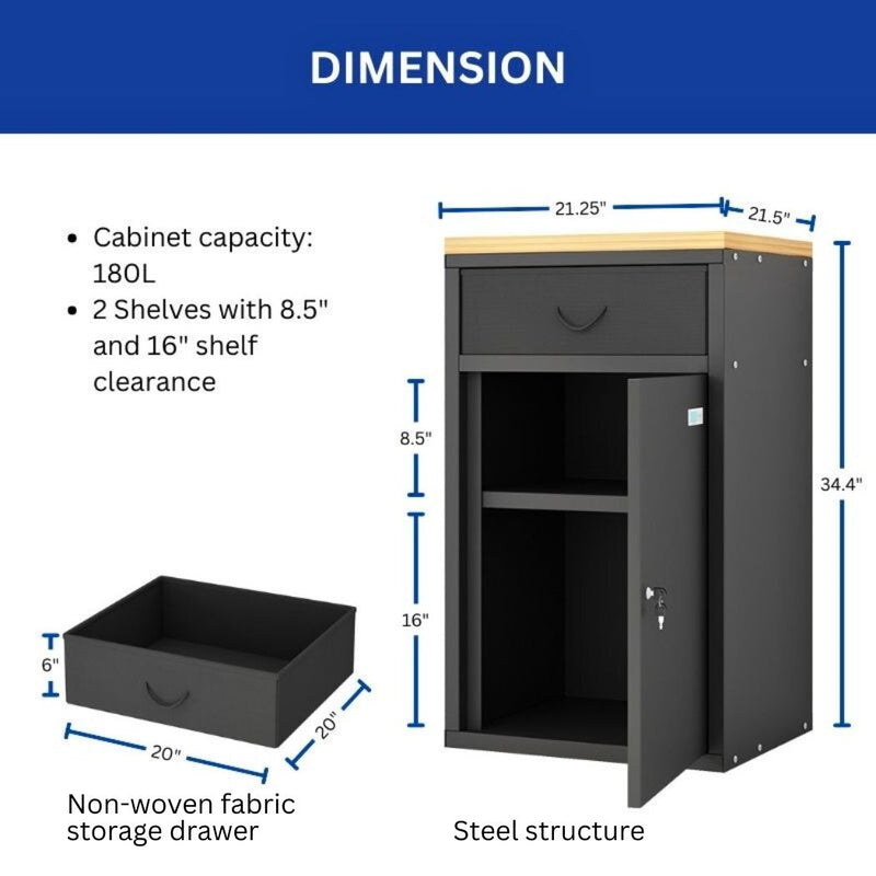 3D Printer Cabinet w/ Dehumidifying Dry, 40 Filaments Spool Storage Capacity, Heavy Duty Shelf 21.25"L x 21.5"W x 34.4"H