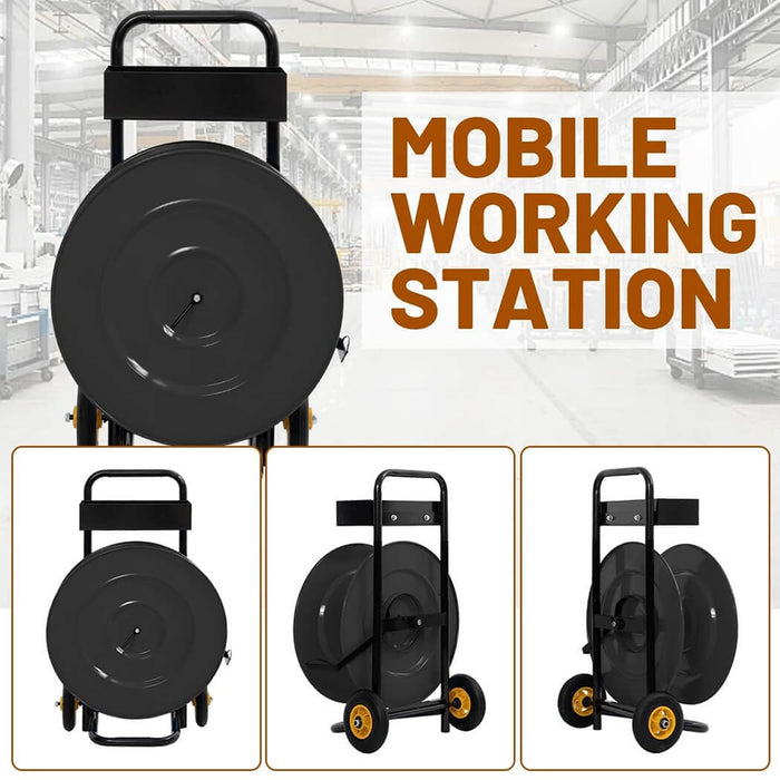 Strapping Cart w/ Wheels & Tray, 25.2"W x 13.8"D x 40.2"H