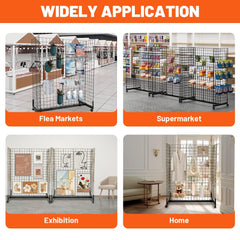 Holzoffer 2' x 5' Gridwall Panel Tower, Wire Grid Wall with T-Legs Gondola Base for Retail and Craft Fair