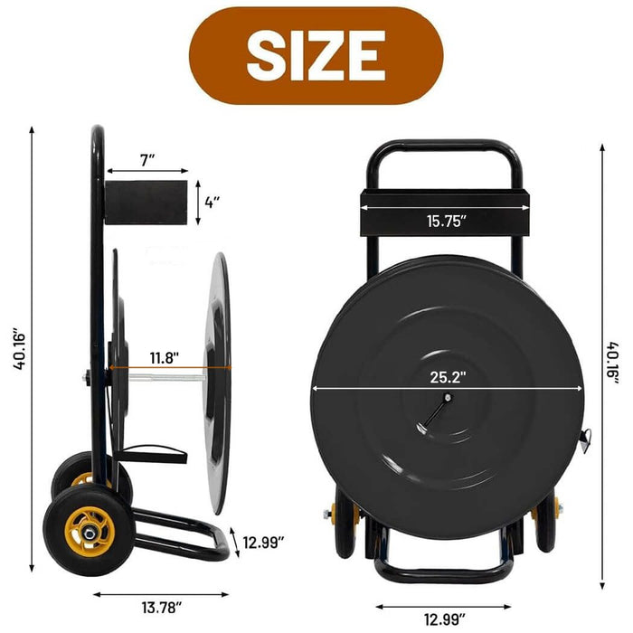 Strapping Cart w/ Wheels & Tray, 25.2"W x 13.8"D x 40.2"H