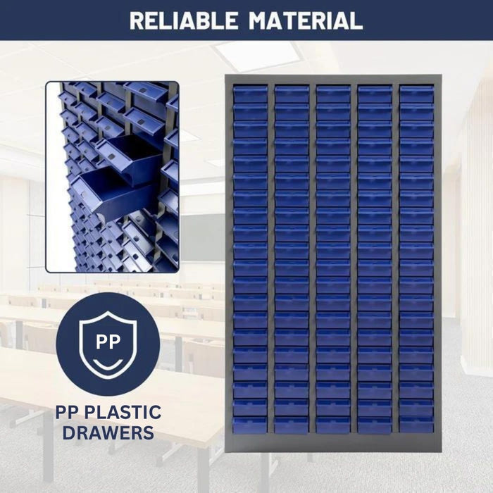 100 Bin Drawer Storage Cabinet, 23.3"W x 8.5"D x 45"H, Steel Parts Organizer for Nuts, Bolts, Screws & Small Components