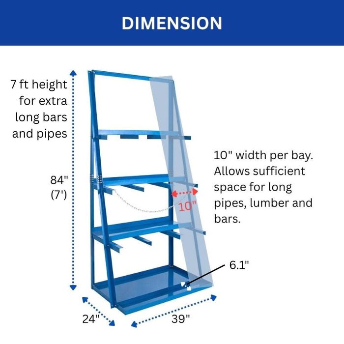 Vertical Bar Storage Rack, 3 Bays, 39"W x 24"D x 84"H