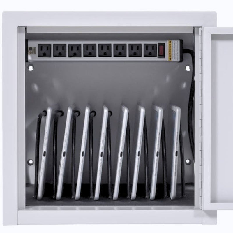 8-Devices Tablet and Chromebook Charging Cabinet for Schools, Offices & Healthcare, Wall Mount/ Desktop