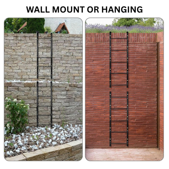 45"L 4-Rung Ladder, with Attachable Hook, Wall Mount or Hook On, Black