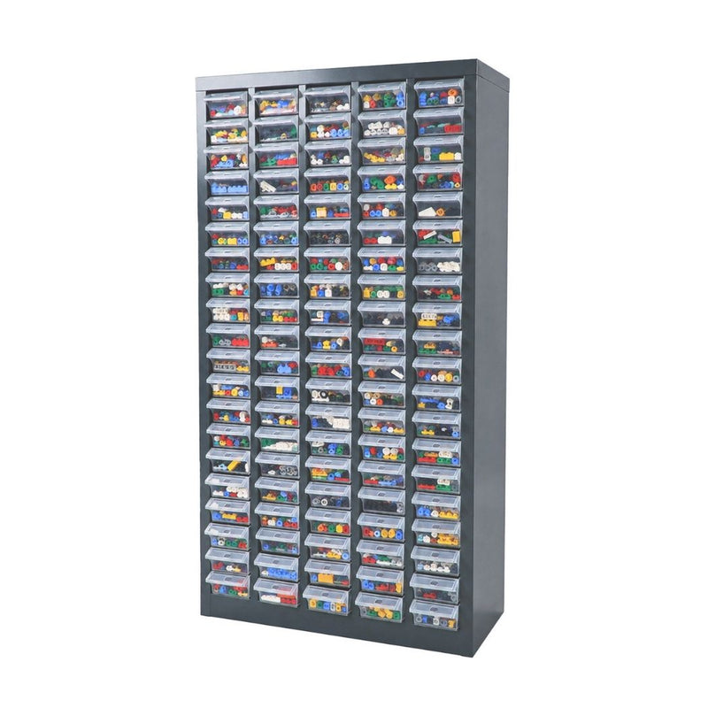 100 Bin Drawer Storage Cabinet, Clear Bins, 23.3"W x 8.5"D x 45"H, Visible Organizer for Nuts, Bolts, Screws & Small Components
