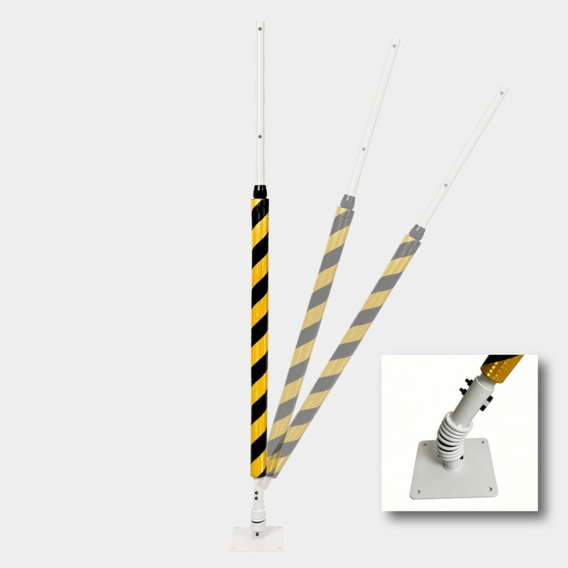 Impact Recovery Handicap Parking Post w/o Sign, Reflective Striped Bollard Cover, 78"-102" Height Adjustable