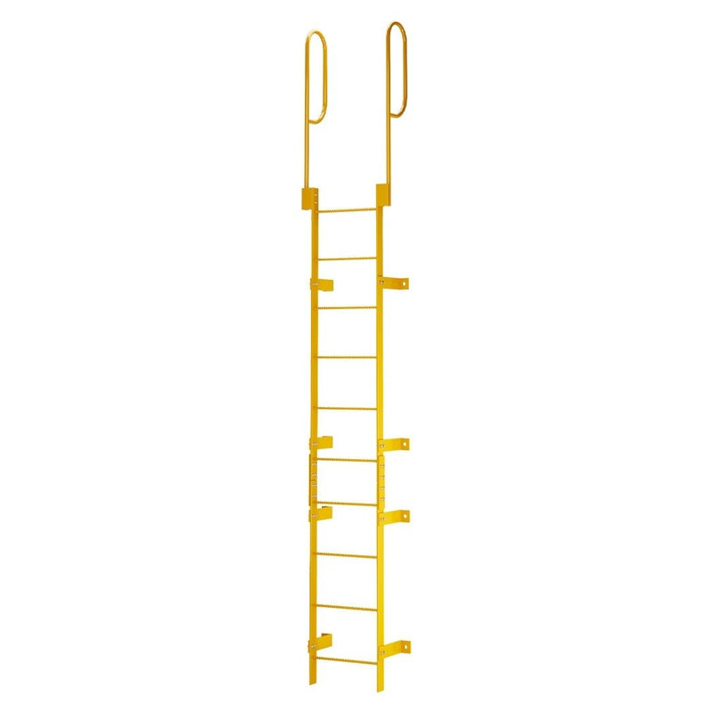 10 Step Steel Roof Access Ladder 9'H, Wall Mount, Yellow