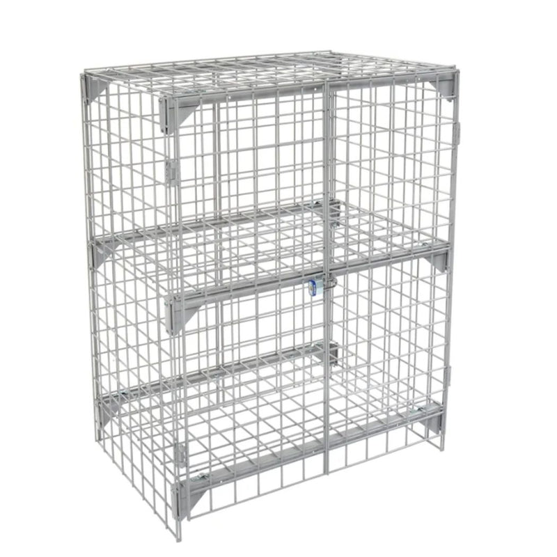 2-Door Wire Mesh Security Locker, 36" L x 24" W x 36" H, Industrial Bulk Storage Locker Cage with Doors, Gray