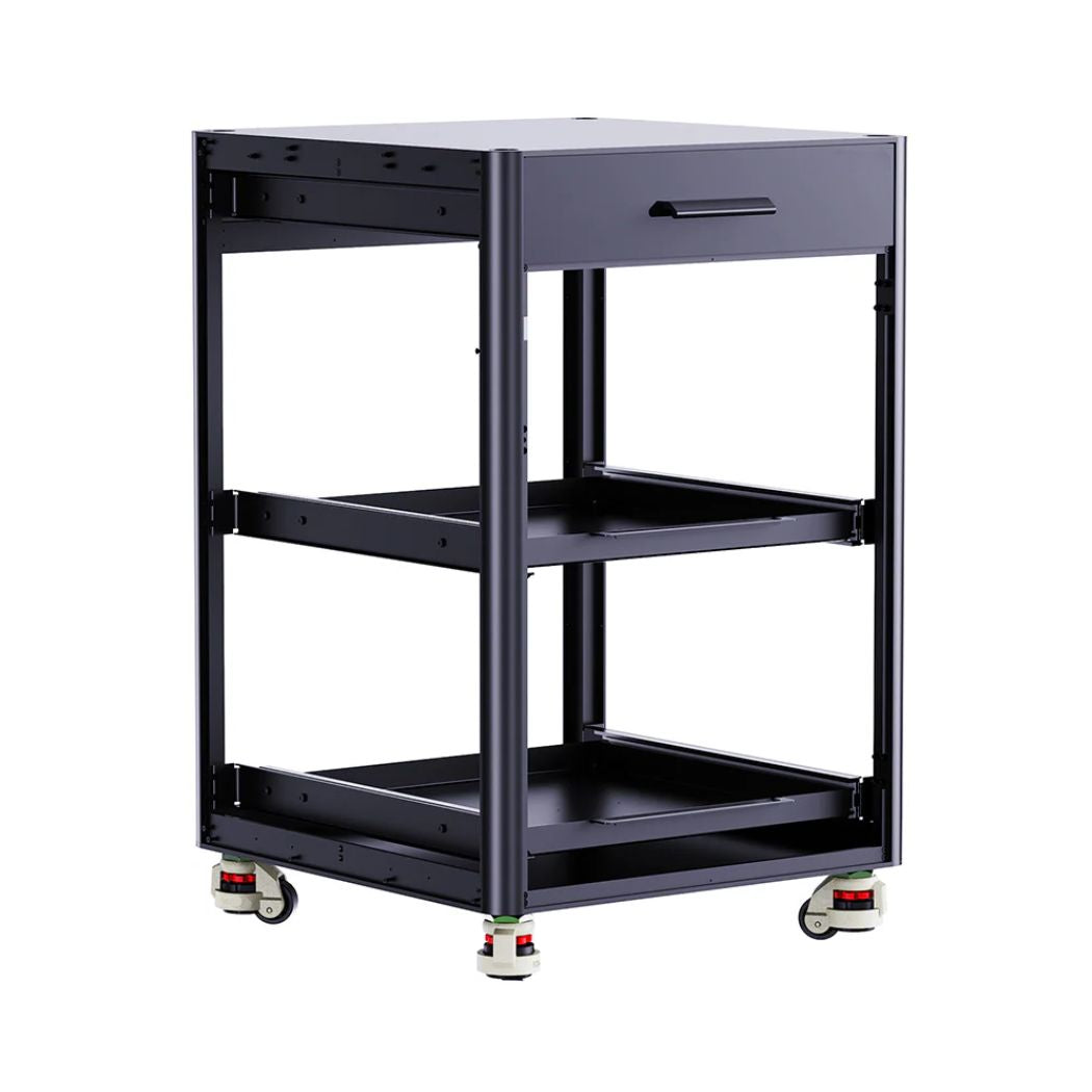 Heavy Duty Mobile 3D Printer Cabinet with Pull-Out AMS/MMU Storage, Steel 3D Printer Stand, 23.6"L x 21.6"W x 30"H