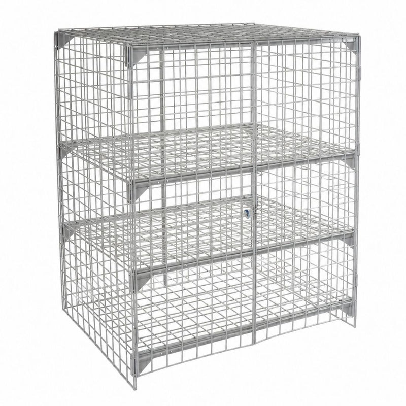 2-Door Wire Mesh Security Locker, 48"L x 24"W x 60"H, Industrial Bulk Storage Locker Cage with Doors, Gray