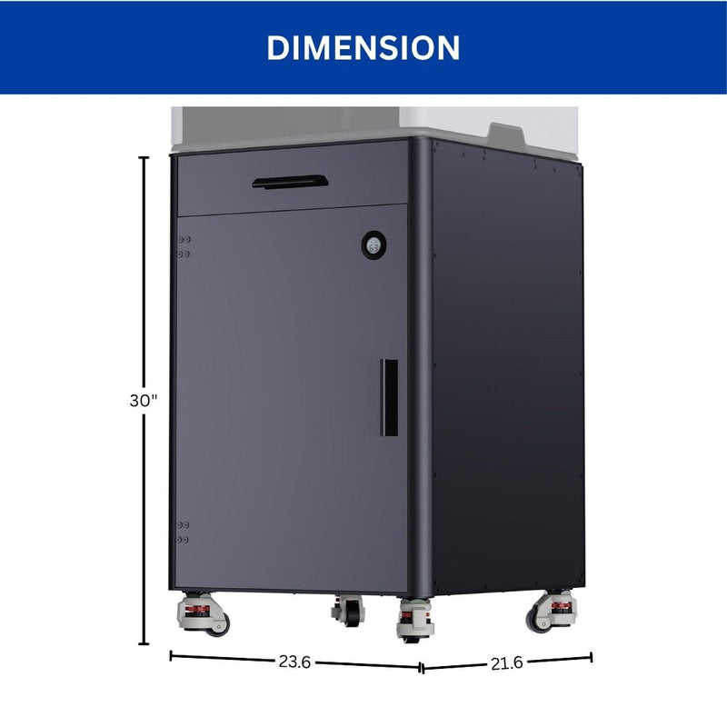 Heavy Duty Mobile 3D Printer Cabinet with Pull-Out AMS/MMU Storage, Steel 3D Printer Stand, 23.6"L x 21.6"W x 30"H