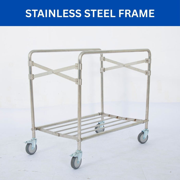 Collapsible Commercial Laundry Cart, 12 Bushel, 33.5"L x 20.75"W x 31.5"H, Canvas Bag