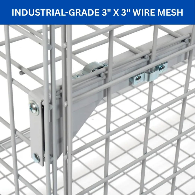2-Door Wire Mesh Security Locker, 36" L x 24" W x 36" H, Industrial Bulk Storage Locker Cage with Doors, Gray