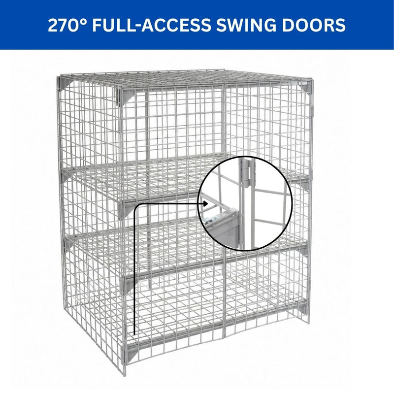 2-Door Wire Mesh Security Locker, 48"L x 24"W x 60"H, Industrial Bulk Storage Locker Cage with Doors, Gray