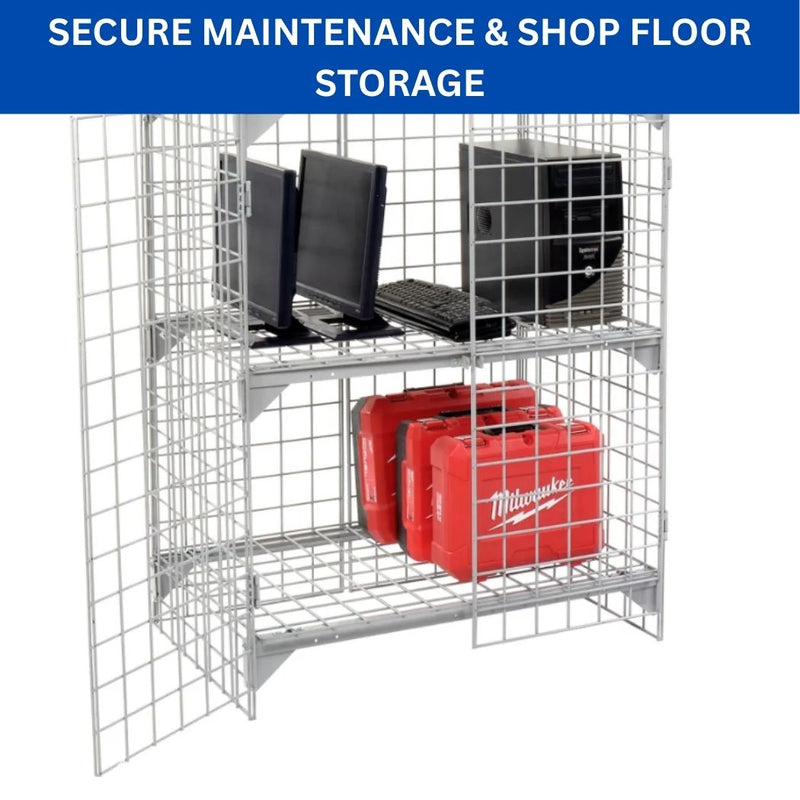 2-Door Wire Mesh Security Locker, 36" L x 24" W x 36" H, Industrial Bulk Storage Locker Cage with Doors, Gray